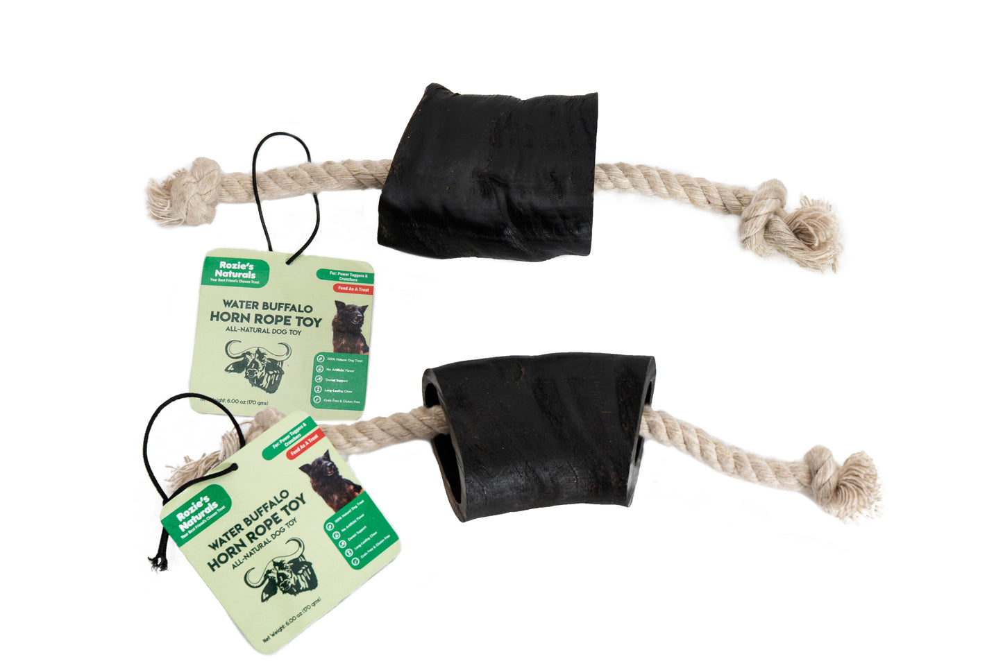 Brinquedo mastigável para cães, chifre de búfalo d'água, corda de algodão de 14", 2 unidades, 10 oz (WS…