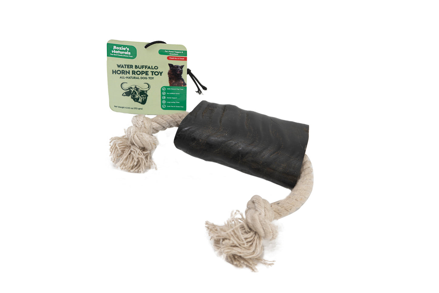 Brinquedo mastigável para cães, chifre de búfalo d'água, corda de algodão de 14", 2 unidades, 10 oz (WS…